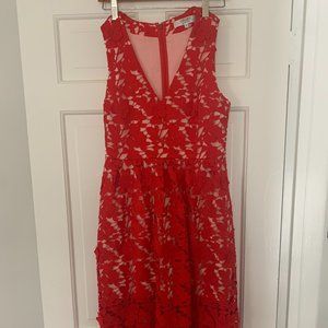 Crosby by Mollie Burch Midi red eyelet cocktail dress